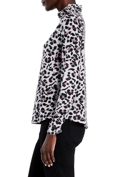 Shop Nic + Zoe Cheetah Pop Turtleneck Top In Grey Multi