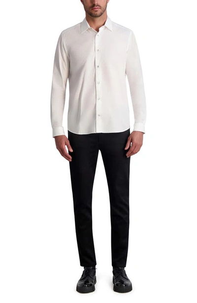 Shop Karl Lagerfeld Tonal Pin Dot Dobby Snap-up Shirt In White