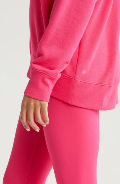 Shop Zella Drew Crewneck Sweatshirt In Pink Bright