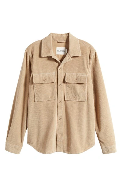 Shop Closed Regular Fit Corduroy Button-up Utility Shirt In Biscuit