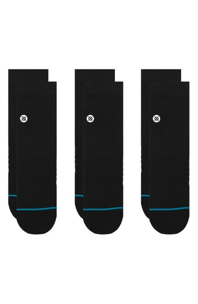 Stance Icon 3-pack Quarter Crew Socks In Black