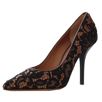 Shop Givenchy Lace Over Leather Pump In Blk-hzl