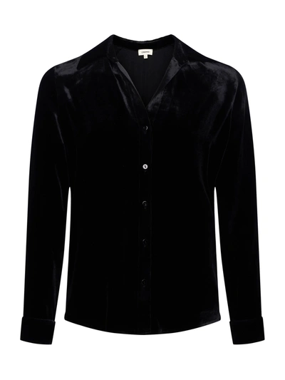 Shop L Agence Argo Velvet Blouse In Black