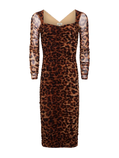 Shop L Agence Marise Sweetheart Dress In Fawn Multi Soft Leopard