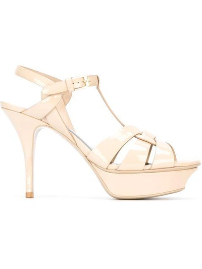 Shop Saint Laurent 'tribute' Sandals - Neutrals