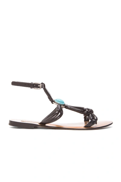 Shop Valentino Scarab Sandals In Black, Turquoise & Antique Silver