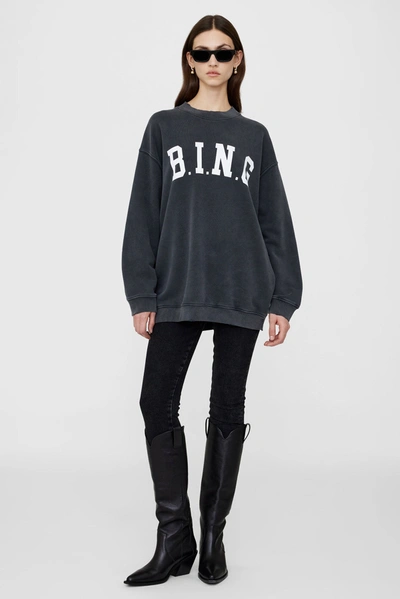 Shop Anine Bing Tyler Sweatshirt Bing In Washed Black