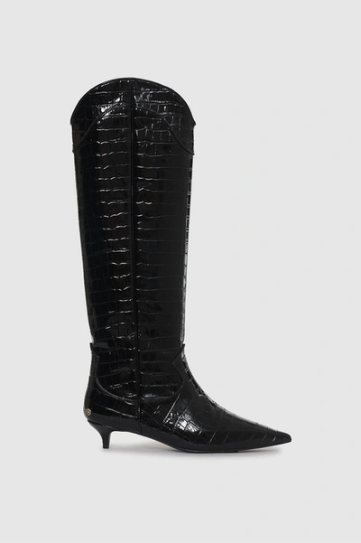 Anine Bing Tall Rae Boots In Black Embossed In Black