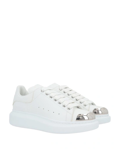 Shop Alexander Mcqueen Oversized Sneakers With Silver Metal Toe In White