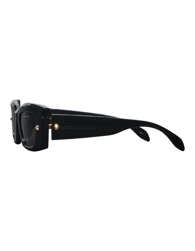 Shop Alexander Mcqueen Rectangular Sunglasses With Spike Studs In /smoke In Black