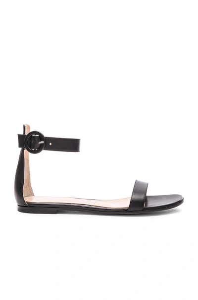 Shop Gianvito Rossi Leather Ankle Strap Sandals In Black