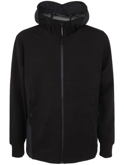 Shop C.p. Company Metropolis Series Stretch Fleece Mixed Zipped Hoodie Clothing In Black