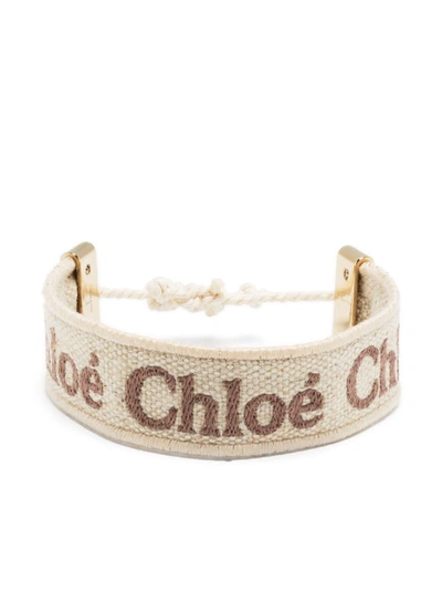 Shop Chloé Woody Bracelet In Beige