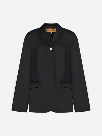 Shop Stine Goya Pezz Wool-blend Twill Blazer In Black
