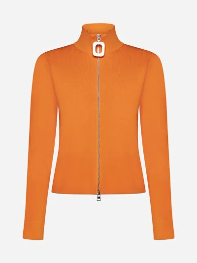 Shop Jw Anderson Zip-up Cardigan In Bright Orange