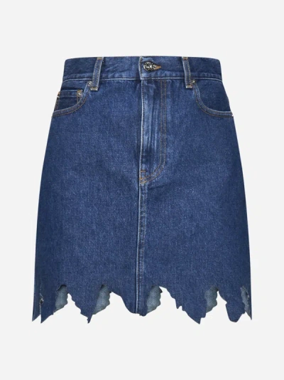 Shop Jw Anderson Lasercut Denim Miniskirt In Indigo