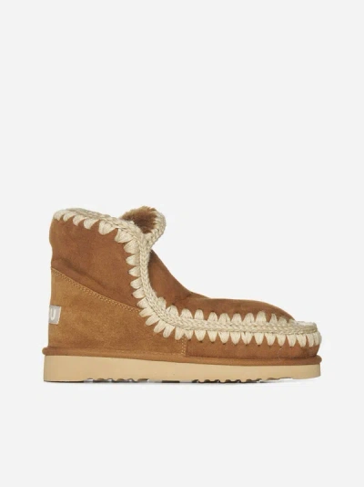 Shop Mou Eskimo Suede And Shearling Ankle Boots In Cognac
