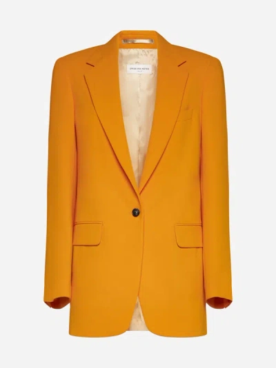 Shop Dries Van Noten Single-breasted Blazer In Orange