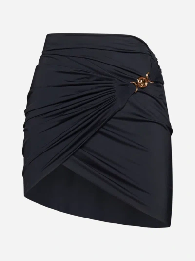 Shop Versace Medusa-buckle Jersey Miniskirt In Black