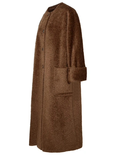 Shop Max Mara 'hudson' Alpaca And Brown Wool Coat In Beige