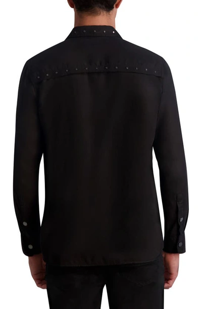 Shop Karl Lagerfeld Studded Snap-up Shirt In Black