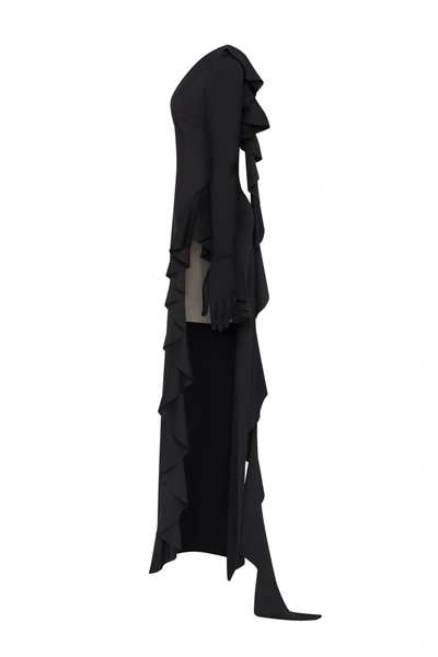 Shop Milla One-shoulder Ruffle-trimmed Maxi Dress In Black, Xo Xo