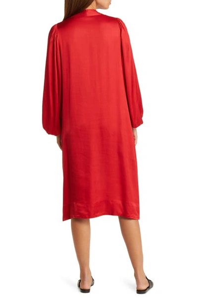 Shop Masai Copenhagen Nalo Long Sleeve Satin Shift Dress In Scarlet Sage