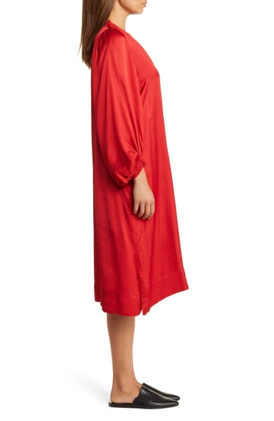 Shop Masai Copenhagen Nalo Long Sleeve Satin Shift Dress In Scarlet Sage