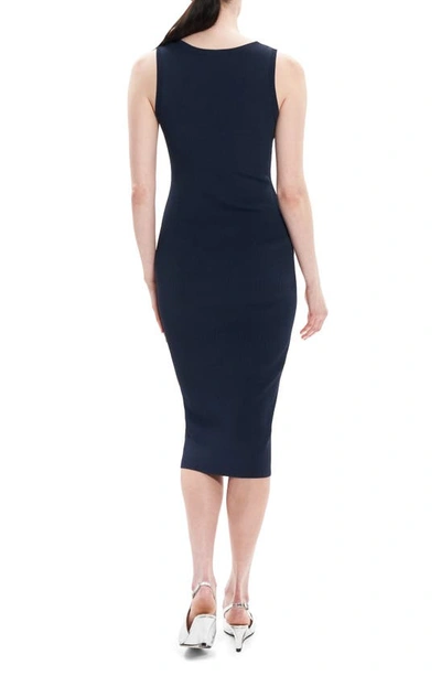 Theory Sleeveless Rib-knit Tank Midi Dress In Nocturne Navy - Xlv