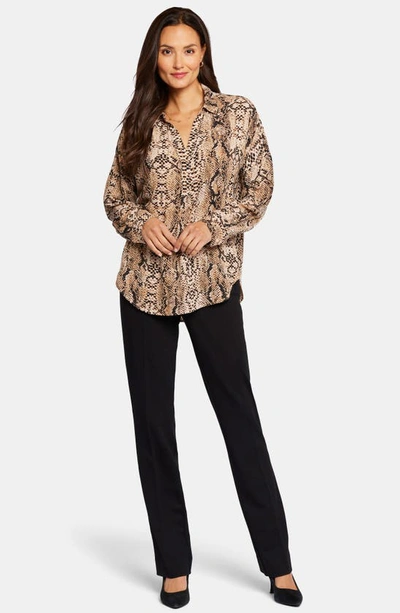 Shop Nydj Becky Recycled Polyester Georgette Blouse In Victorian Python Pink Taupe