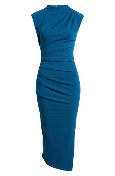 Shop Nikki Lund Dida Funnel Neck Cocktail Dress In Blue