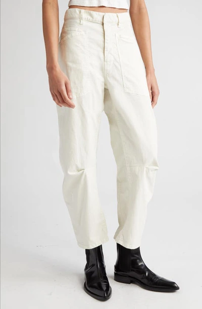 Shop Nili Lotan Shon Stretch Cotton Pants In Eggshell