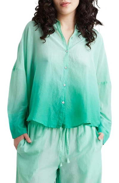 Shop Papinelle Ombré Oversize Cotton Pajama Shirt In Spearmint