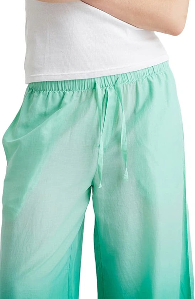 Shop Papinelle Ombré Wide Leg Cotton Pajama Pants In Spearmint