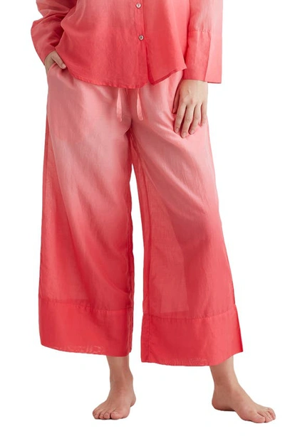 Shop Papinelle Ombré Wide Leg Cotton Pajama Pants In Geranium