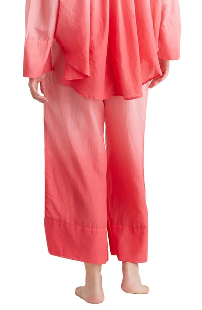 Shop Papinelle Ombré Wide Leg Cotton Pajama Pants In Geranium