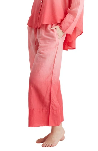 Papinelle Ombré Wide Leg Cotton Pajama Pants In Geranium