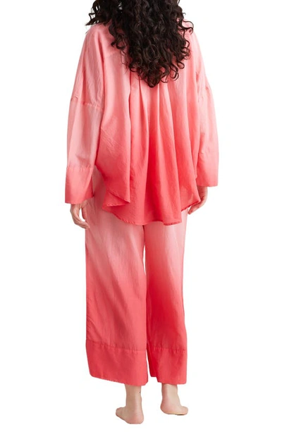 Shop Papinelle Ombré Wide Leg Cotton Pajama Pants In Geranium