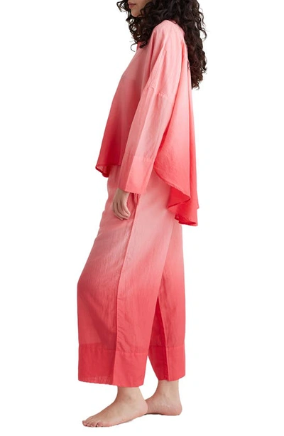 Shop Papinelle Ombré Wide Leg Cotton Pajama Pants In Geranium