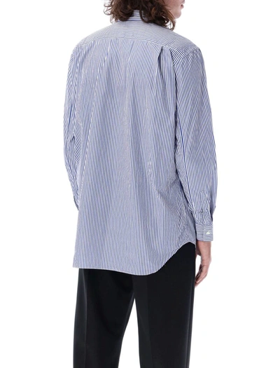 Shop Comme Des Garçons Play Pixel Patch Shirt In Blue White Stripes