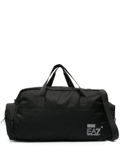 Shop Ea7 Logo Gym Bag In Black