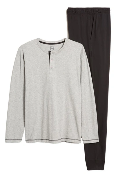 Shop Majestic Jersey Top & Joggers Pajamas In Black/ Heather Grey