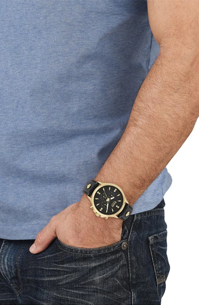 Shop Versus Lion Chronograph Leather Strap Watch, 45mm In Ip Yellow Gold