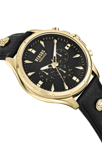 Shop Versus Lion Chronograph Leather Strap Watch, 45mm In Ip Yellow Gold