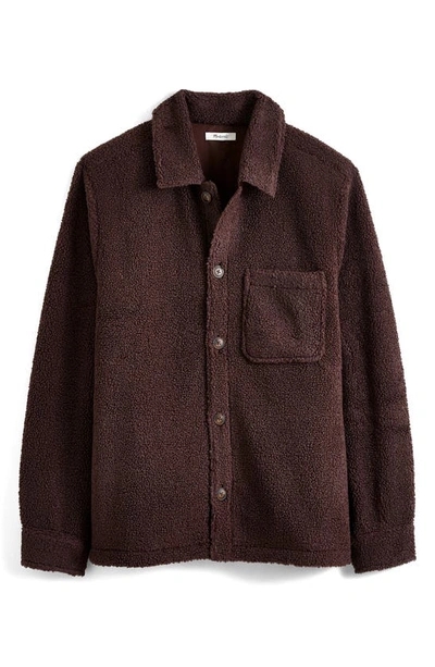 Shop Madewell Fleece Shirt Jacket In Dark Roast