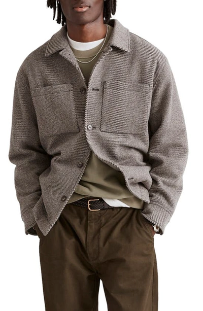 Shop Madewell Wool Blend Shirt Jacket In Grey