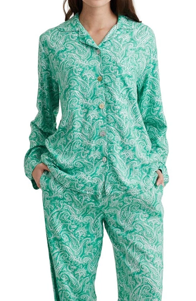 Shop Papinelle Sophia Paisley Print Brushed Jersey Pajamas In Spearmint