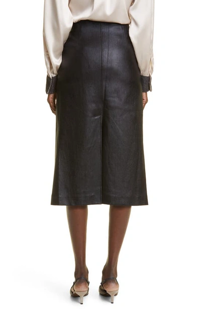 Shop Brunello Cucinelli Napa Leather Pencil Skirt In C101 Black