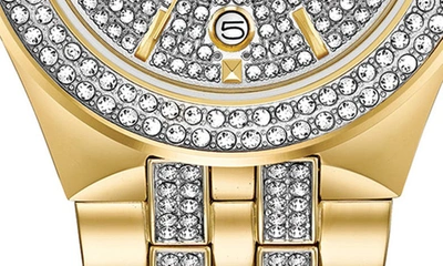 Shop Bulova Crystal Bracelet Watch & Dog Tag Necklace Set, 42mm In Gold-tone