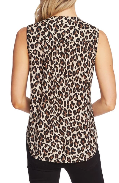 Shop Vince Camuto Leopard Print V-neck Top In Rich Black